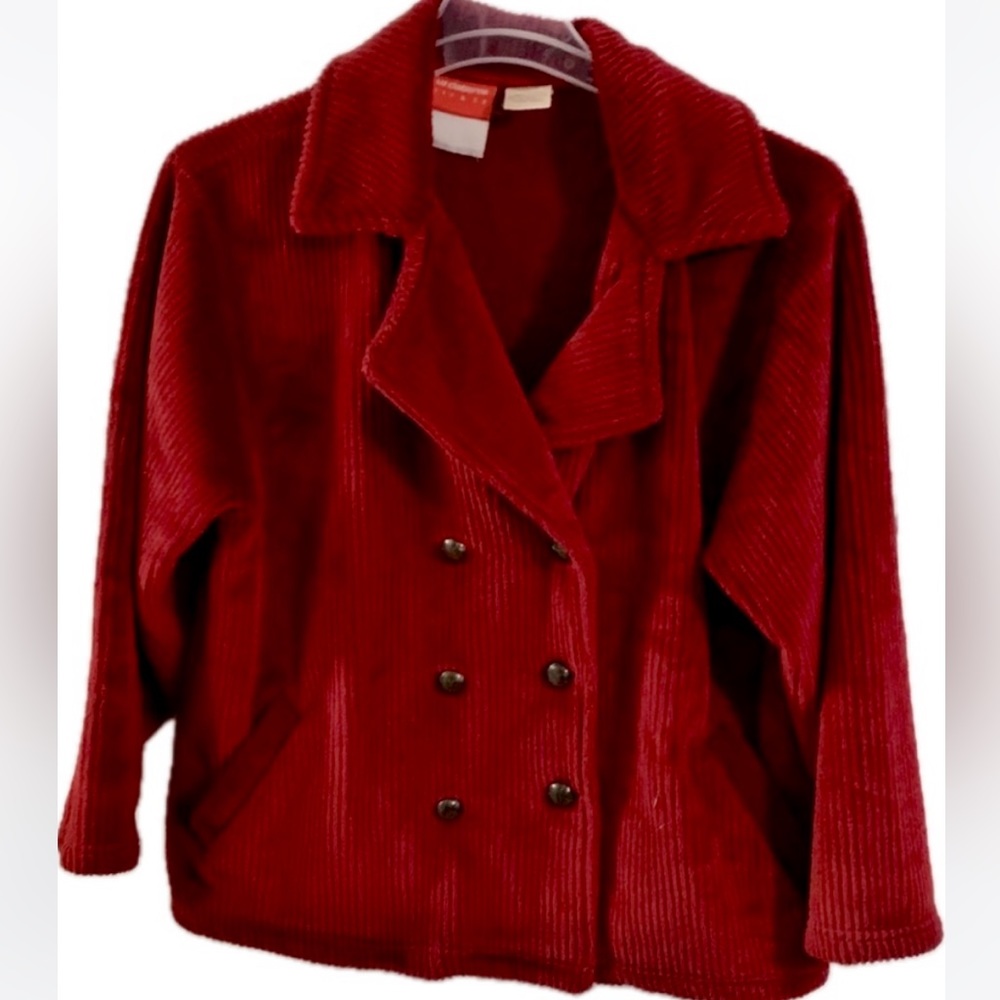 Liz Claiborne Red Corduroy Pea Coat women’s size medium